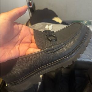 Salvatore Ferragamo Pebbled Leather Bit Loafers